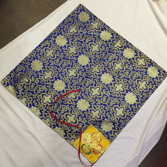 Couverture de livre en brocart de soie à motif de lotus bleu bouddhiste tibétain/couverture de sutra/texte