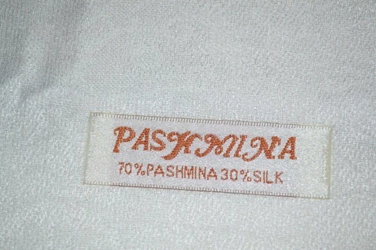 Châle de méditation bouddhiste tibétain en pashmina et soie blanche avec design personnalisé