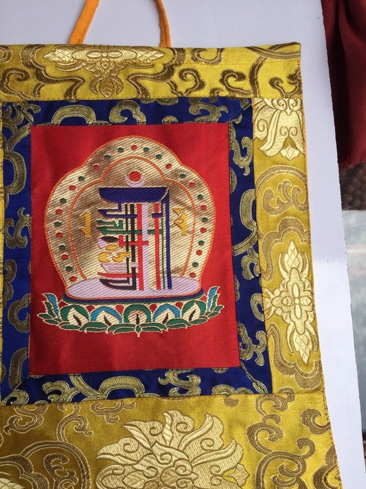 Tenture murale Kalachakra en brocart de soie du bouddhisme tibétain / Thangka