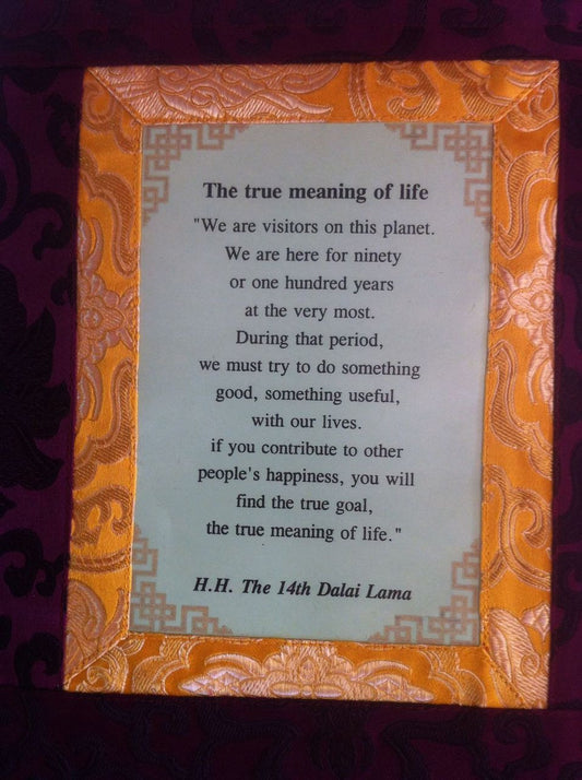 Thangka / Tenture murale du message du Dalaï Lama / Le vrai sens de la vie