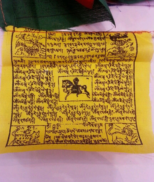 Drapeau de prière en coton du bouddhisme tibétain Wind Horse / lot de 5 rouleaux