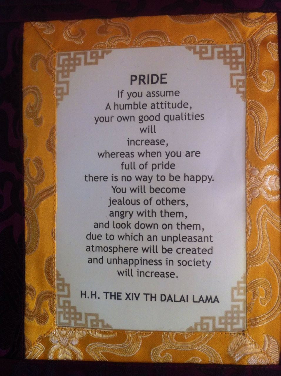 Dalai Lama Botschaft Thangka / Wandbehang / Stolz