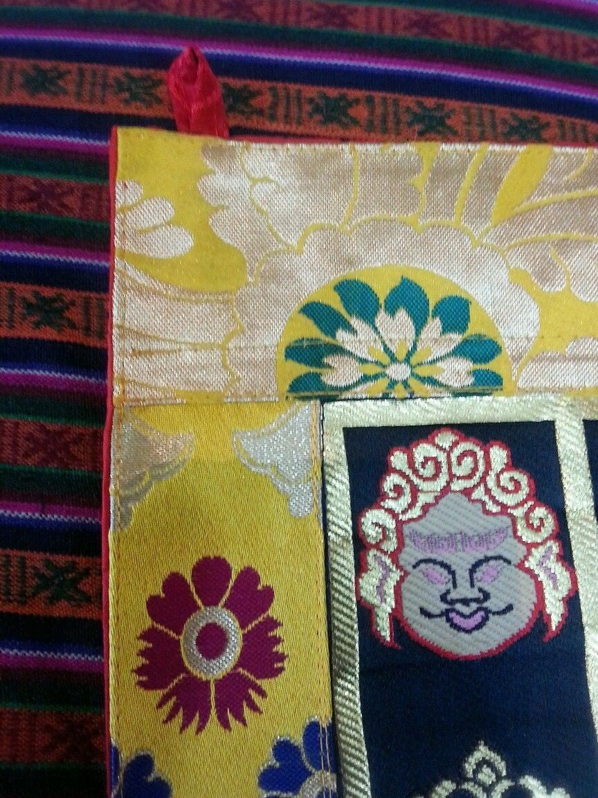 Tenture murale en brocart de soie à motif bouddhique tibétain/thangka