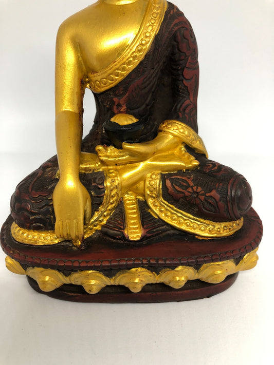 Statue de Bouddha tibétain bouddhiste Shakyamuni en résine coulée à froid peinte à la main