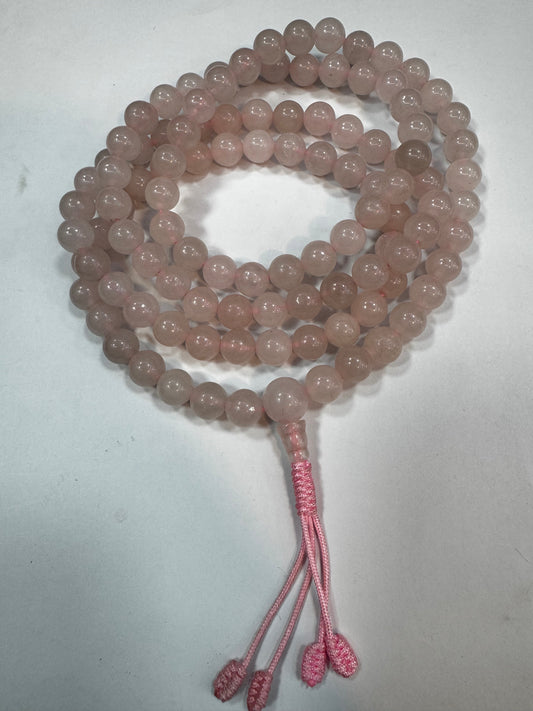 Tibetan Buddhist Rose Quartz Mala Beads