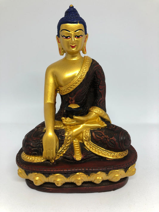Statue de Bouddha tibétain bouddhiste Shakyamuni en résine coulée à froid peinte à la main