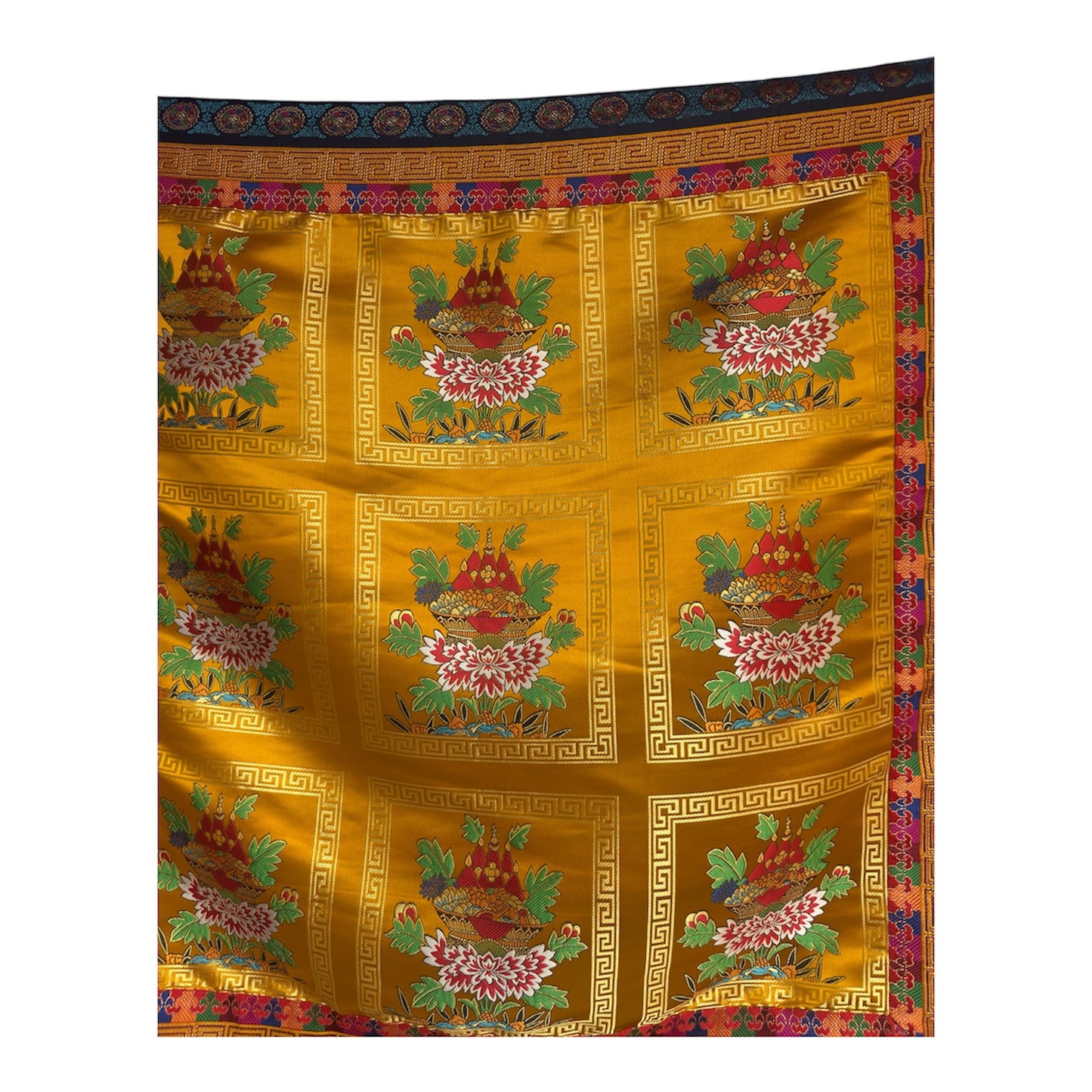 Handmade Tibetan buddhist Brocade Table Cover with Auspicious Offering Basket design/altar cloth