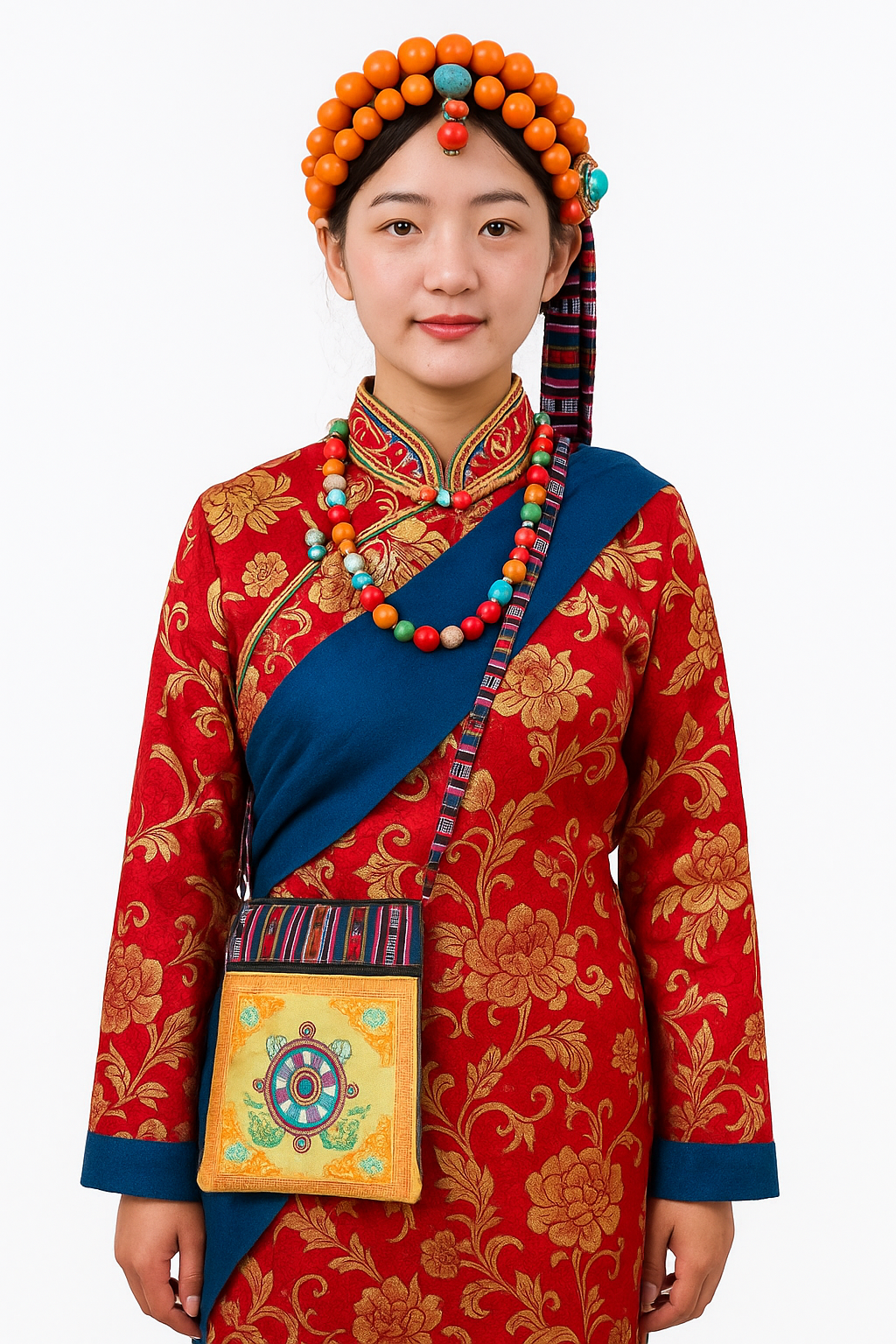 Tibetan buddhist traditional wheel of life design crossbody bag / side sling bag / monk bag