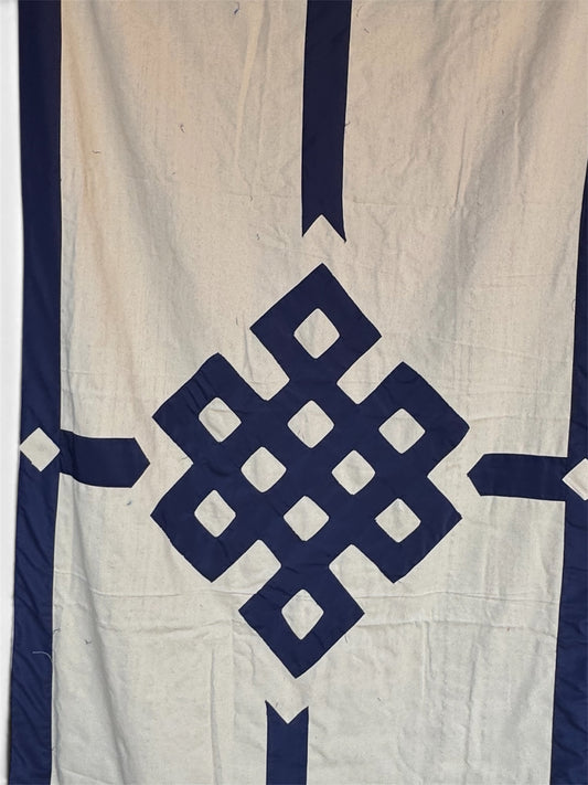 Tibetan buddhist dark blue cotton endless knot door curtain / door hanging
