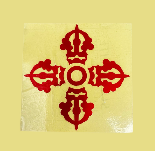 Tibetan buddhist dorje design light reflector sticker for car/ red colour / made in nepal
