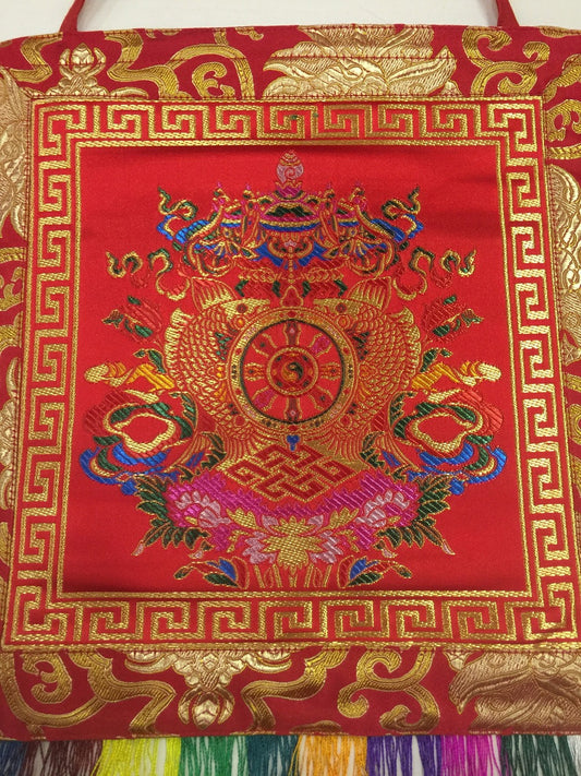 Tenture murale / bannière / thangka bouddhiste tibétain rouge symbole de bon augure 8