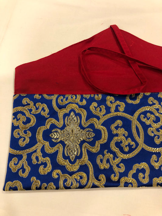 Couverture longue en brocart de soie bleu bouddhisme tibétain / couverture de sutra / livre du Dharma / couverture de texte