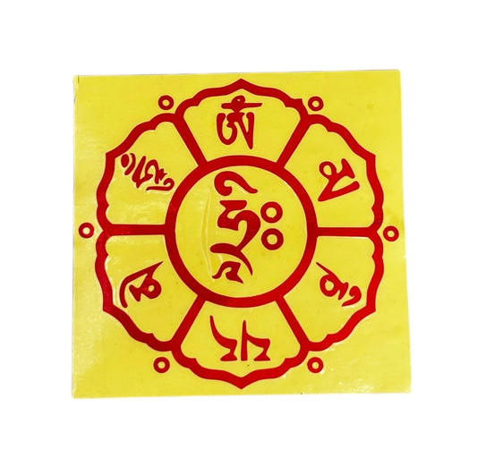 Tibetan buddhist om mane mantra light reflector sticker for car/ red colour / made in nepal