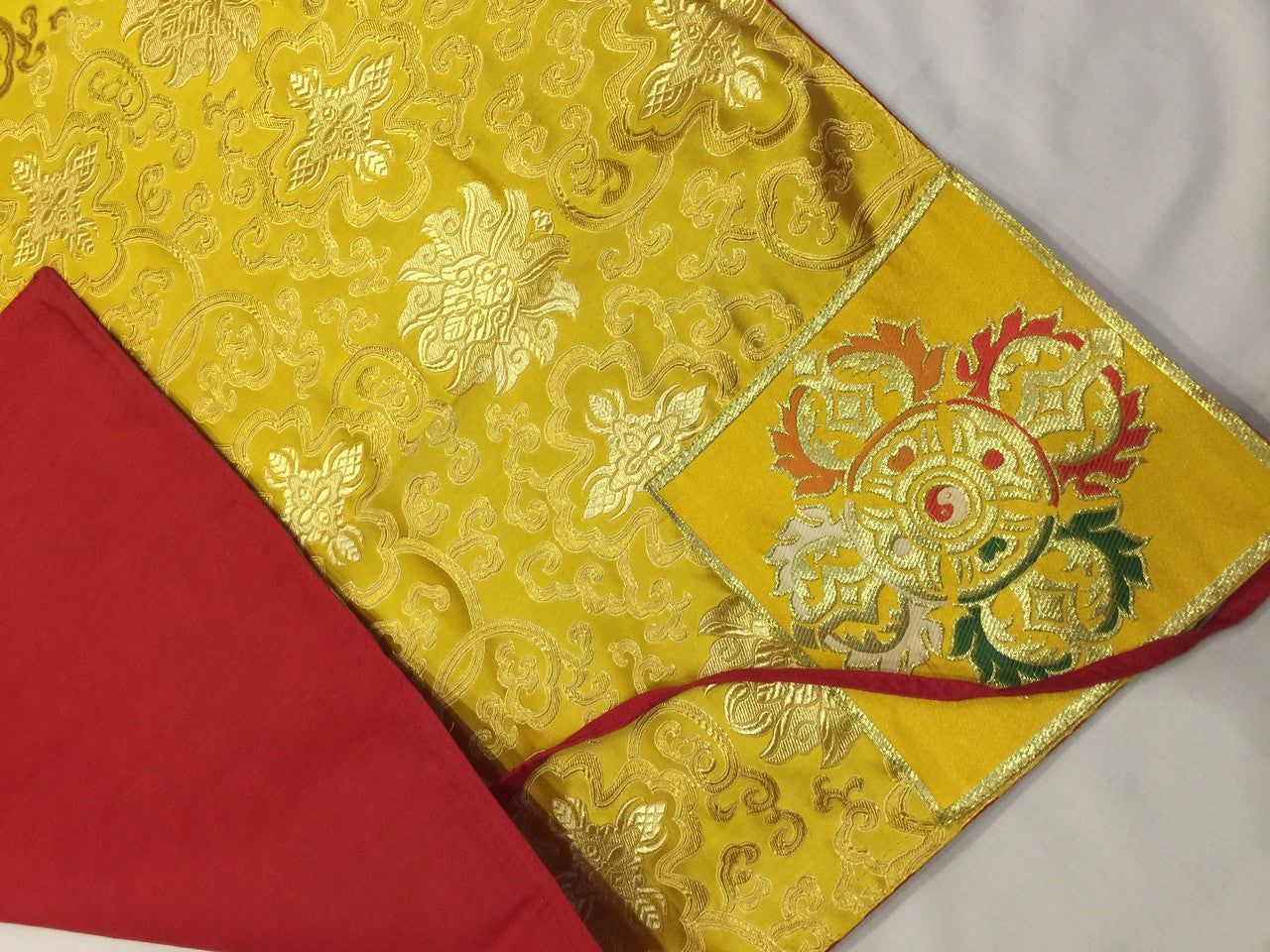 Tibetisch-buddhistisches gelbes Lotus-Design Seidenbrokat Buchumschlag/Sutra/Texteinband