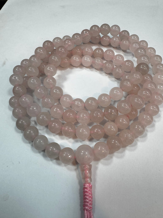 Tibetan Buddhist Rose Quartz Mala Beads