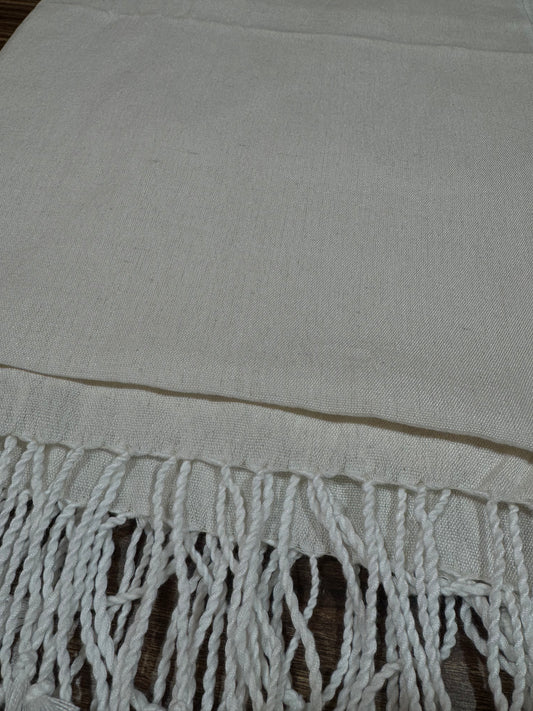 Tibetan buddhist cotton White Meditation shawl / Large Ngakpa Shawl /2.6 Meter