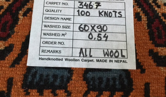 Tibetischer 100-Knoten-Teppich mit Tigermotiv, handgefertigt, aus Nepal