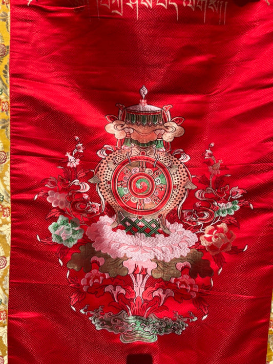 Tibetisch-buddhistischer Seidenbrokat acht glückverheißende Symbole Türbehang / Türvorhang / Türabdeckung