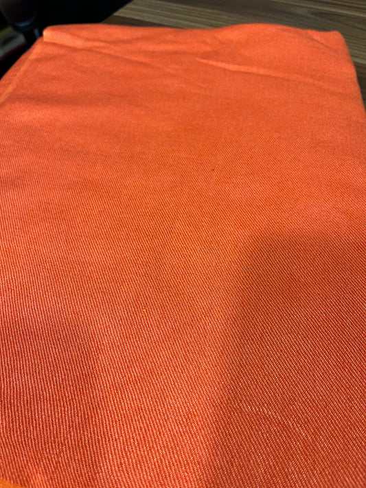 Châle de méditation tibétain orange en pashmina et soie / 2,6 mètres / châle de moine grande taille