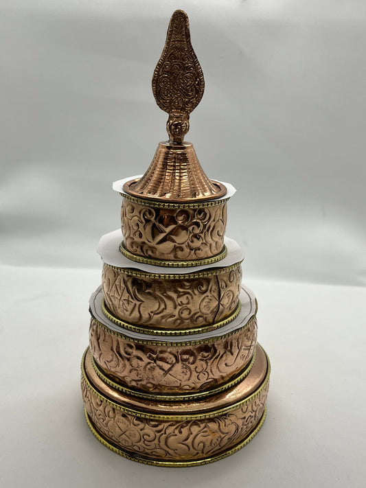 Ensemble de mandalas bouddhistes tibétains en cuivre faits à la main