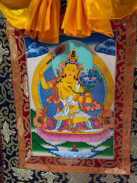 Tibetan Buddhist hand painted manjushri thangka/ manjushree thangka painting