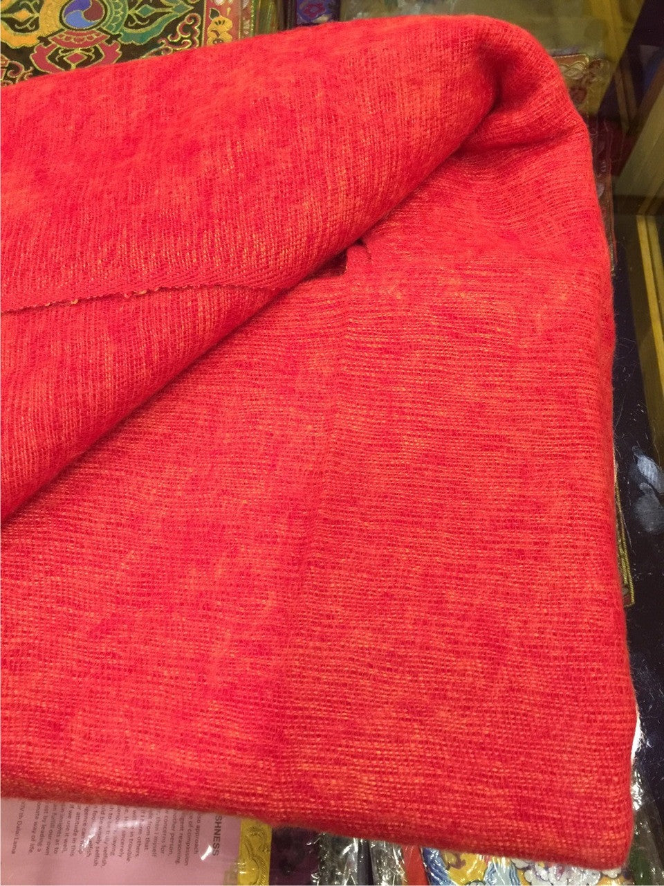 Châle de méditation tibétain en laine de yak orange / châle de moine / taille moyenne