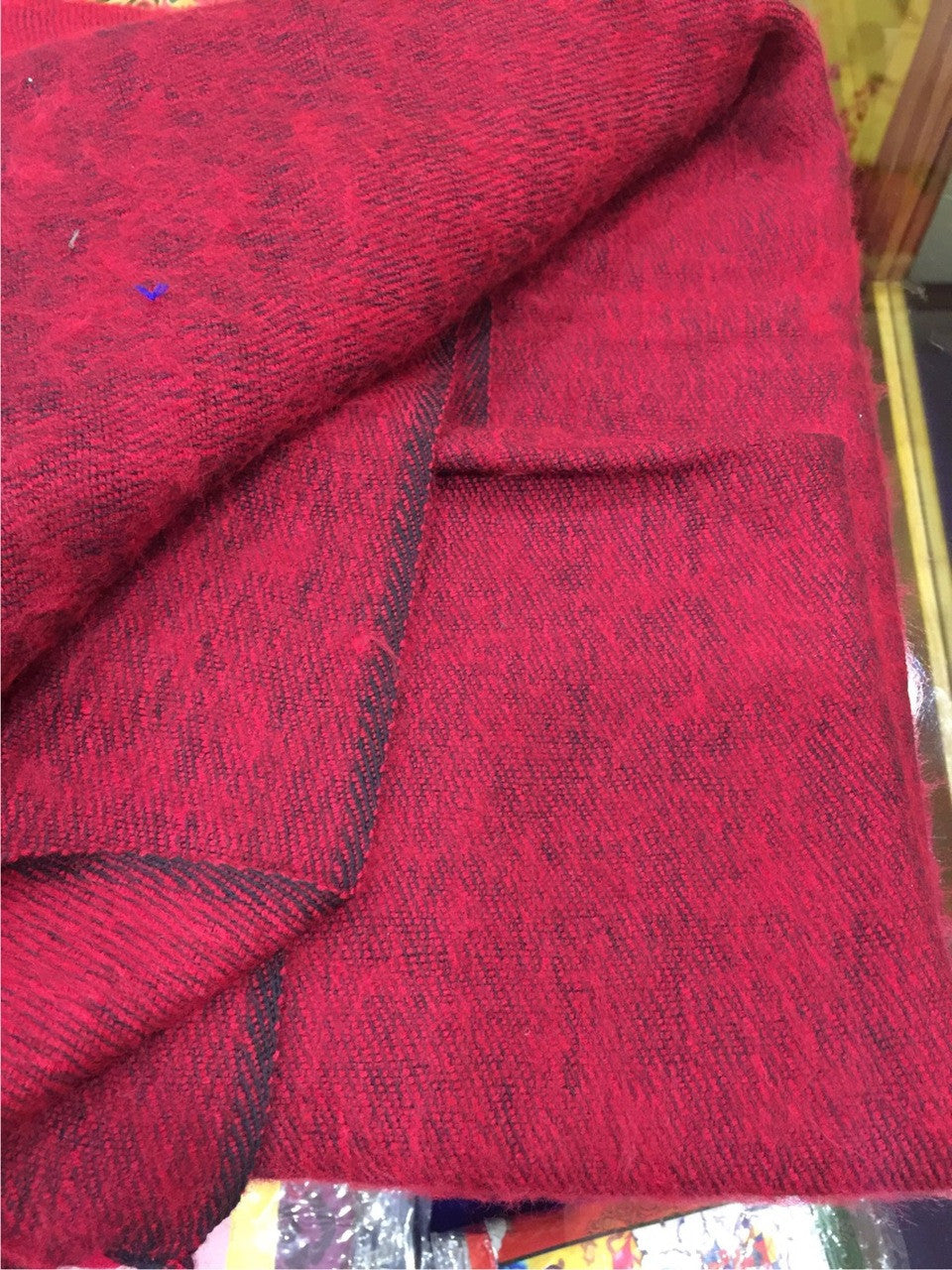 Châle de méditation tibétain en laine de yak marron / châle de moine / taille moyenne