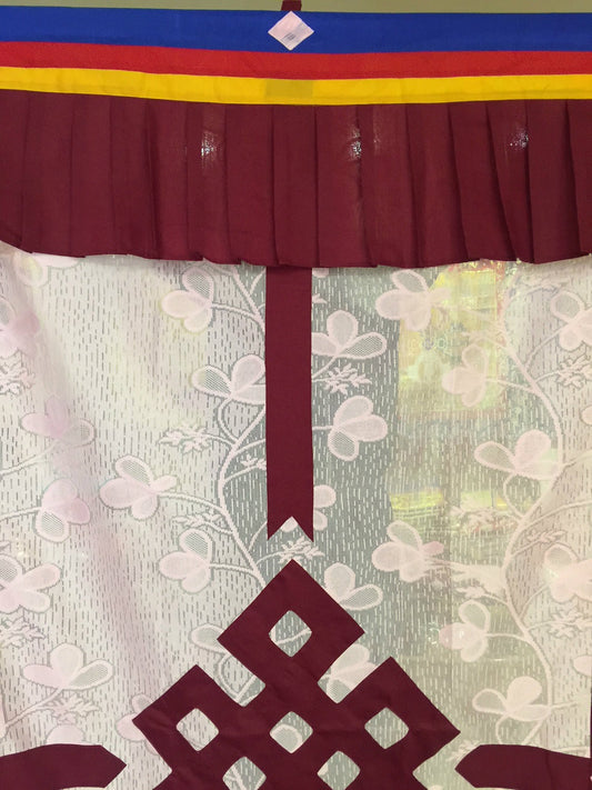 Rideau de porte / porte suspendue en dentelle bouddhiste tibétaine / filet à nœud sans fin marron