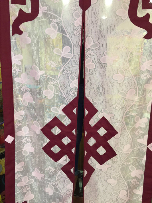 Tibetisch-buddhistischer Spitzen-/Netz-Endlosknoten-Split-Türvorhang/Türbehang