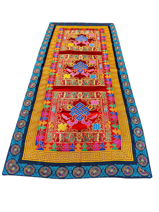 Tibetan buddhist silk brocade endless knot table runner/altar cloth/table cover/shrine cover