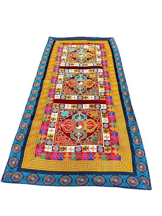 Tibetan buddhist silk brocade traditional dorje design table runner/altar cloth/table cover