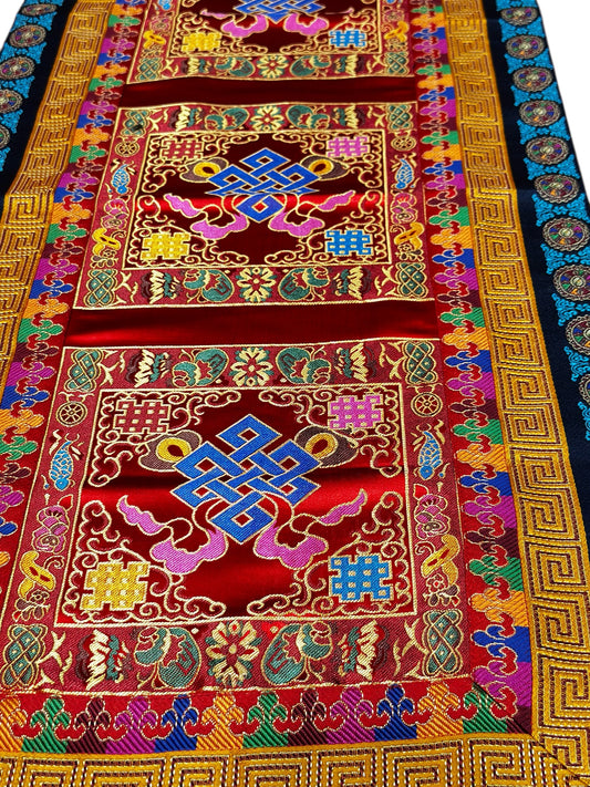 Tibetan buddhist silk brocade endless knot table runner/altar cloth/table cover/shrine cover