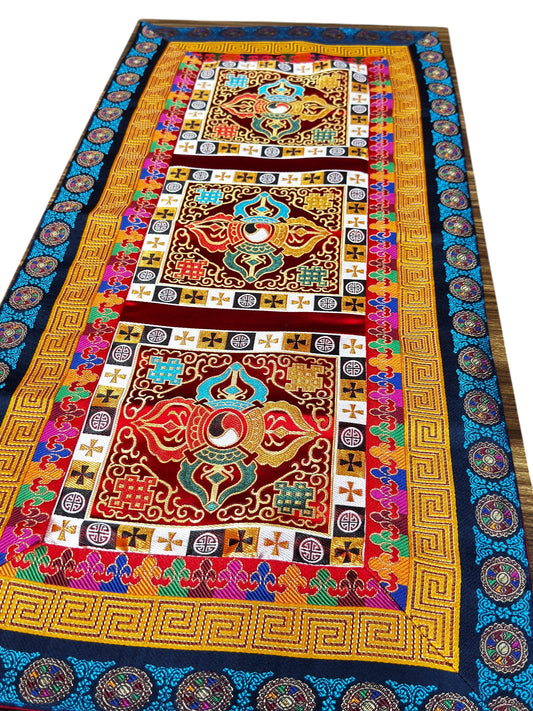 Tibetan buddhist silk brocade traditional dorje design table runner/altar cloth/table cover