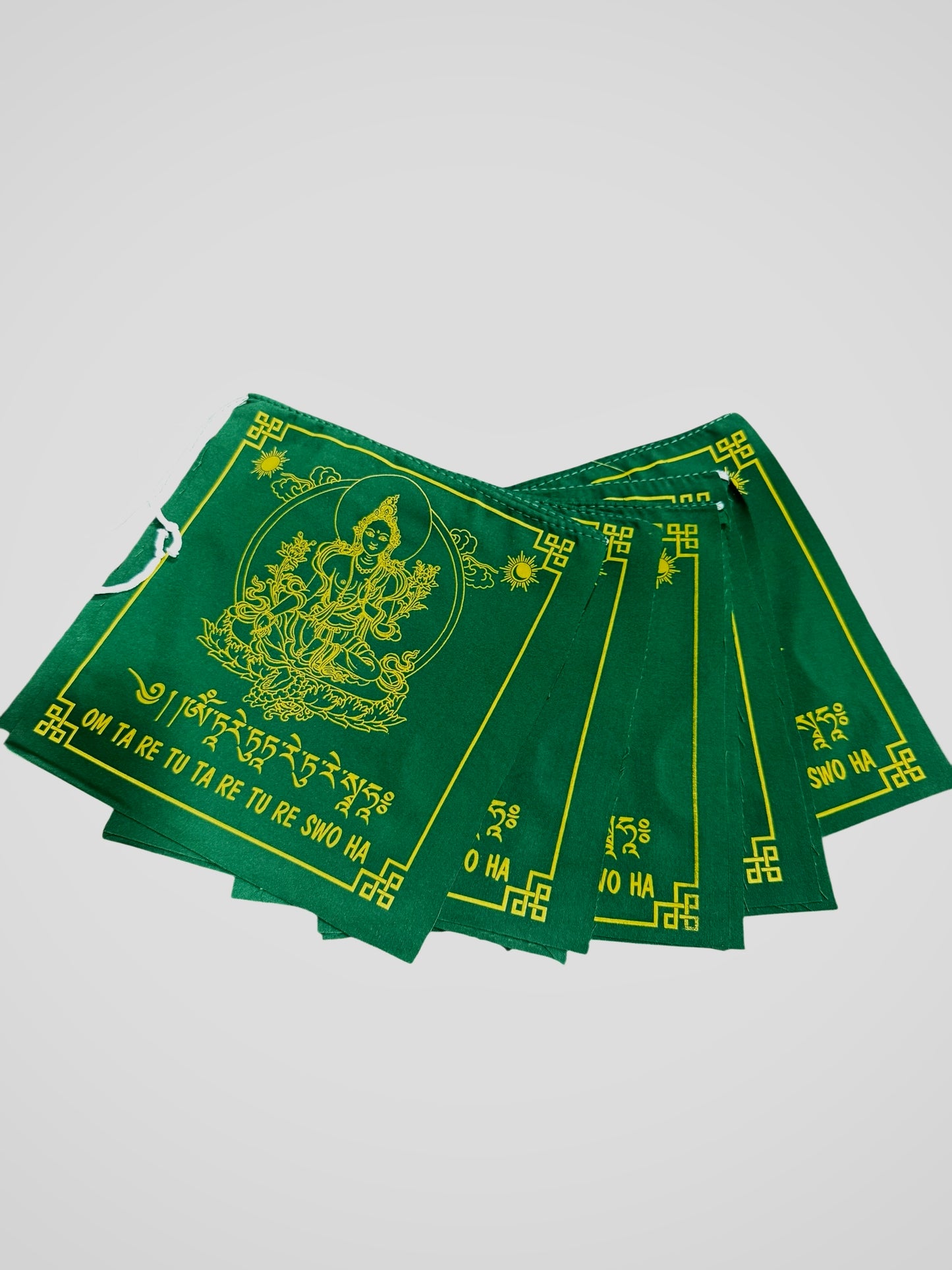 Tibetan buddhist green tara cotton prayer flags/all green