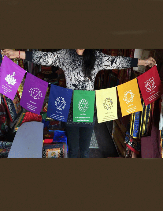 Bouddhisme tibétain Drapeaux de prière 7 Chakras / Lungta