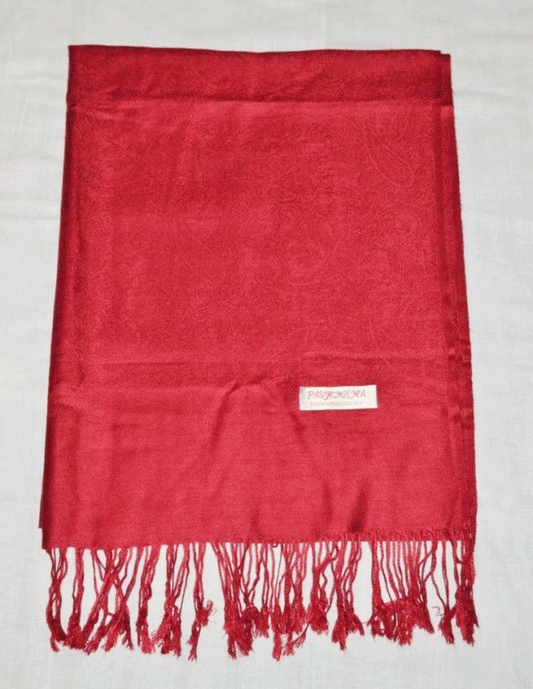 Châle de méditation bouddhiste tibétain rouge foncé en pashmina et soie avec motif personnalisé