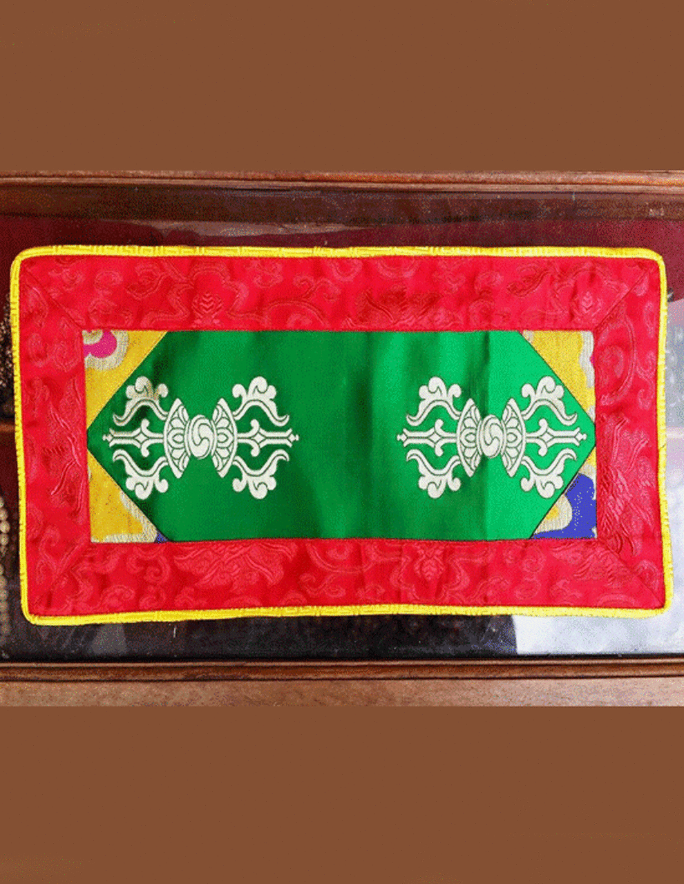 Set de table / nappe vert tibétain double Dorji