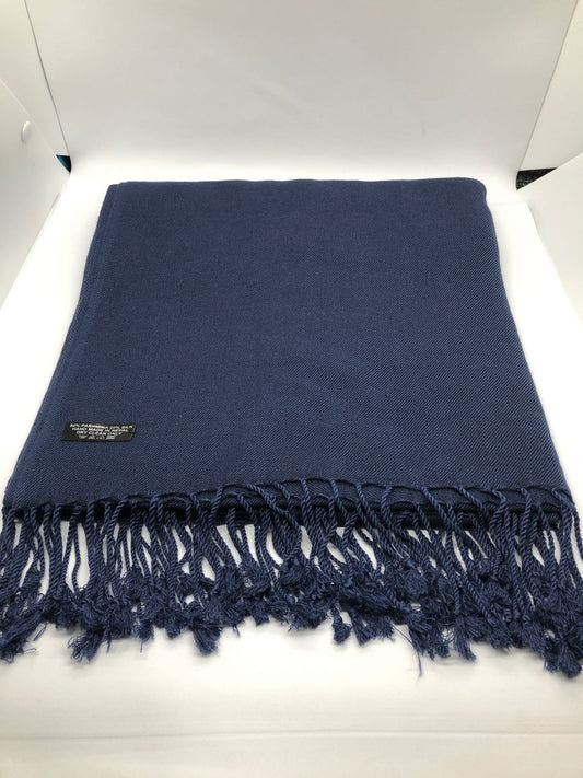Châle de méditation tibétain bleu foncé en pashmina et soie / 2,6 mètres / châle de moine grande taille