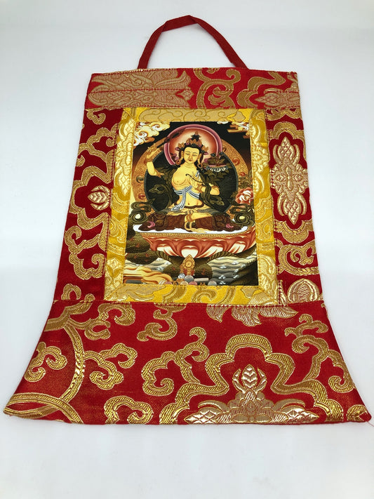 Thangka / tenture murale en brocart de soie tibétaine manjushri/manjushree