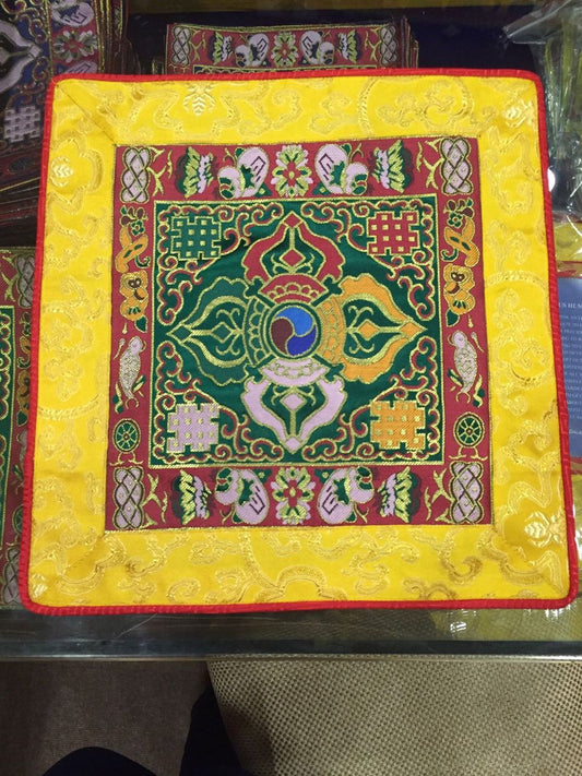Tapis double Dorji vert bouddhiste tibétain / tissu de sanctuaire / nappe / nappe d'autel / set de table