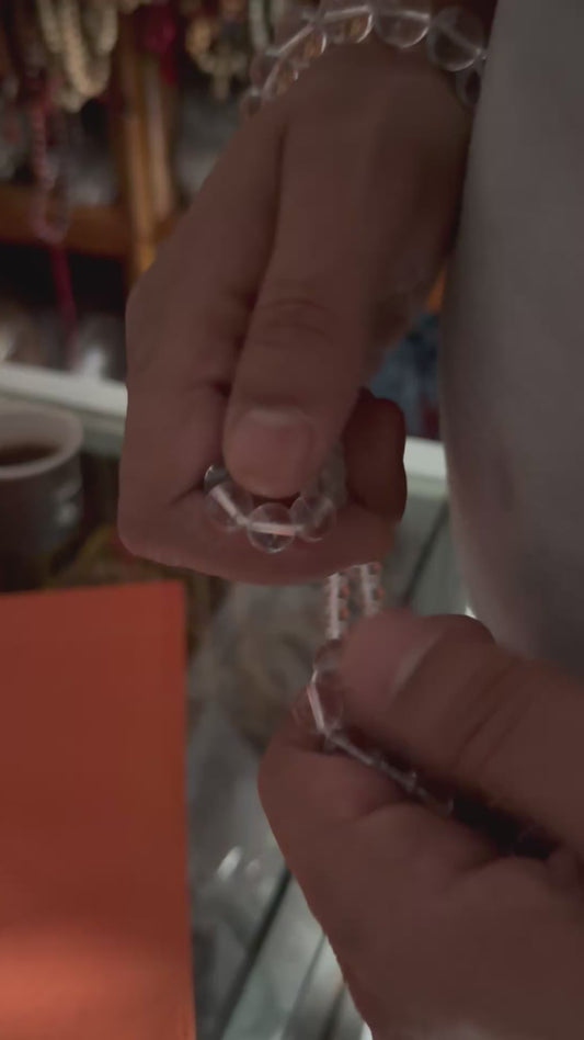 Nepalese natural mountain quartz mala/ prayer beads