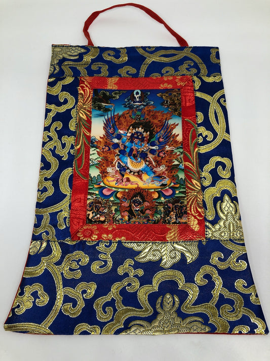 Thangka / tenture murale en brocart de soie tibétaine vajrakilaya