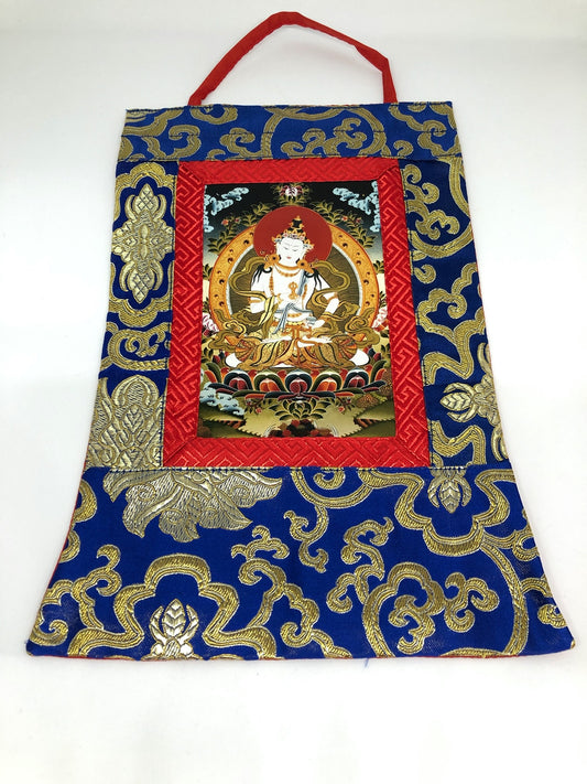 Petite photo thangka / tenture murale / bannière du Vajrasattva tibétain