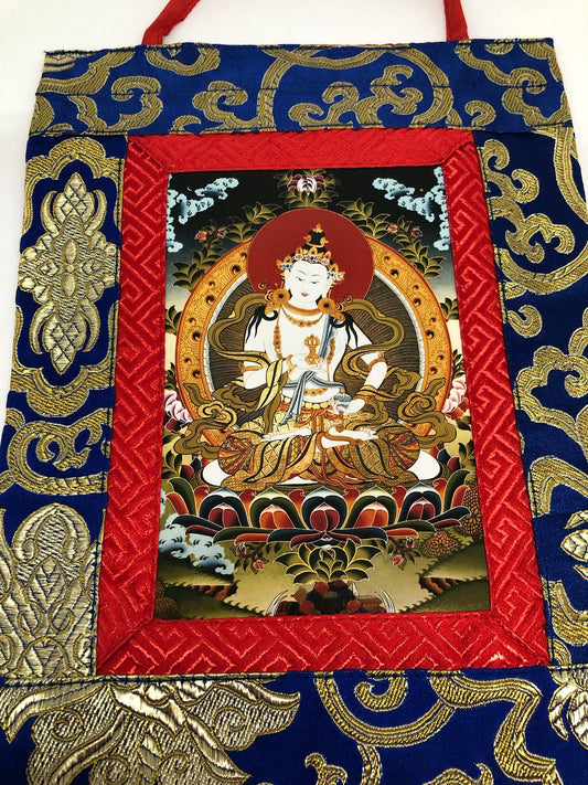 Petite photo thangka / tenture murale / bannière du Vajrasattva tibétain