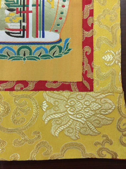 Tenture murale Kalachakra en brocart de soie du bouddhisme tibétain/Thangka