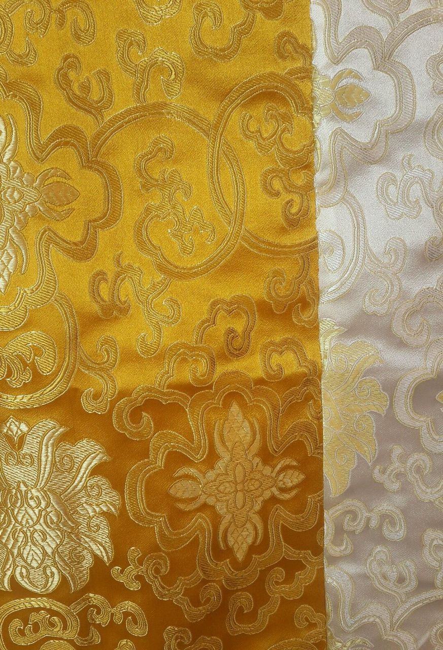 Tibetan high quality yellow silk brocade lotus Shrine runner /altar cloth / table cover
