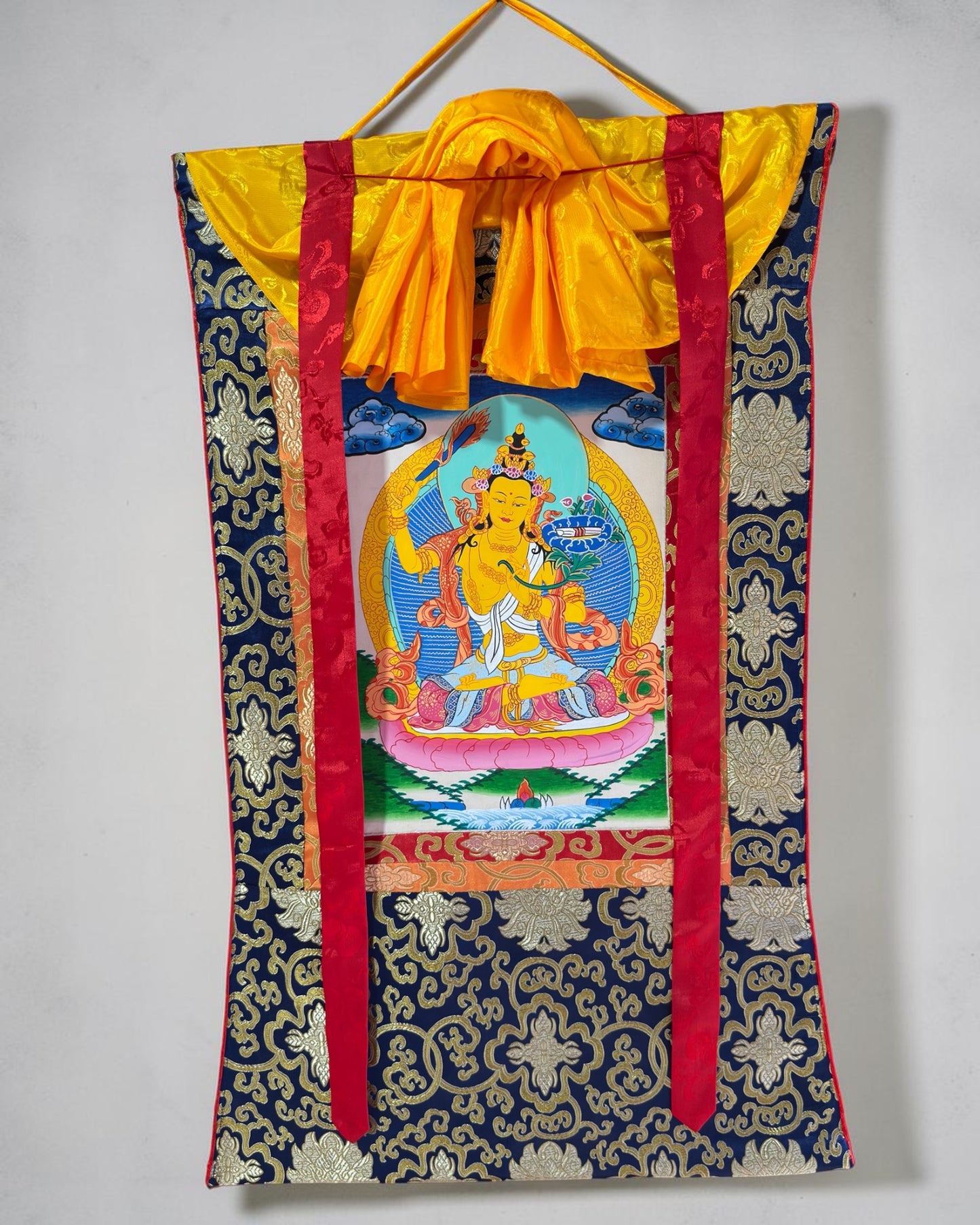 Tibetan Buddhist hand painted manjushri thangka/ manjushree thangka painting
