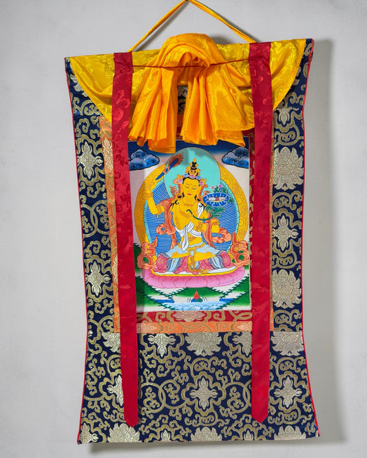 Tibetan Buddhist hand painted manjushri thangka/ manjushree thangka painting