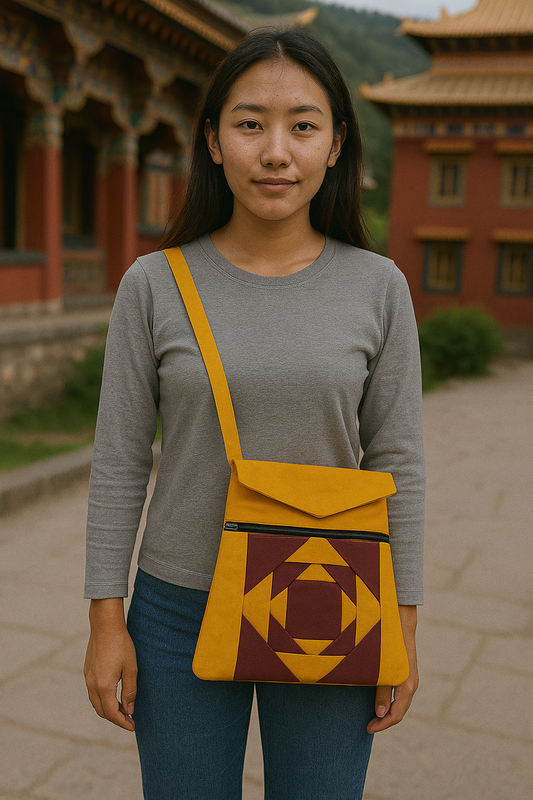 Tibetan buddhist traditional handmade cotton crossbody bag / side sling bag / monk bag