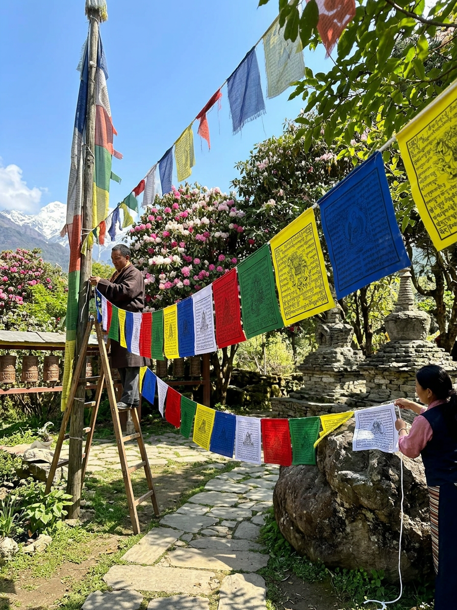Tibetan buddhist high quality mix deities cotton prayer flags/ lungta